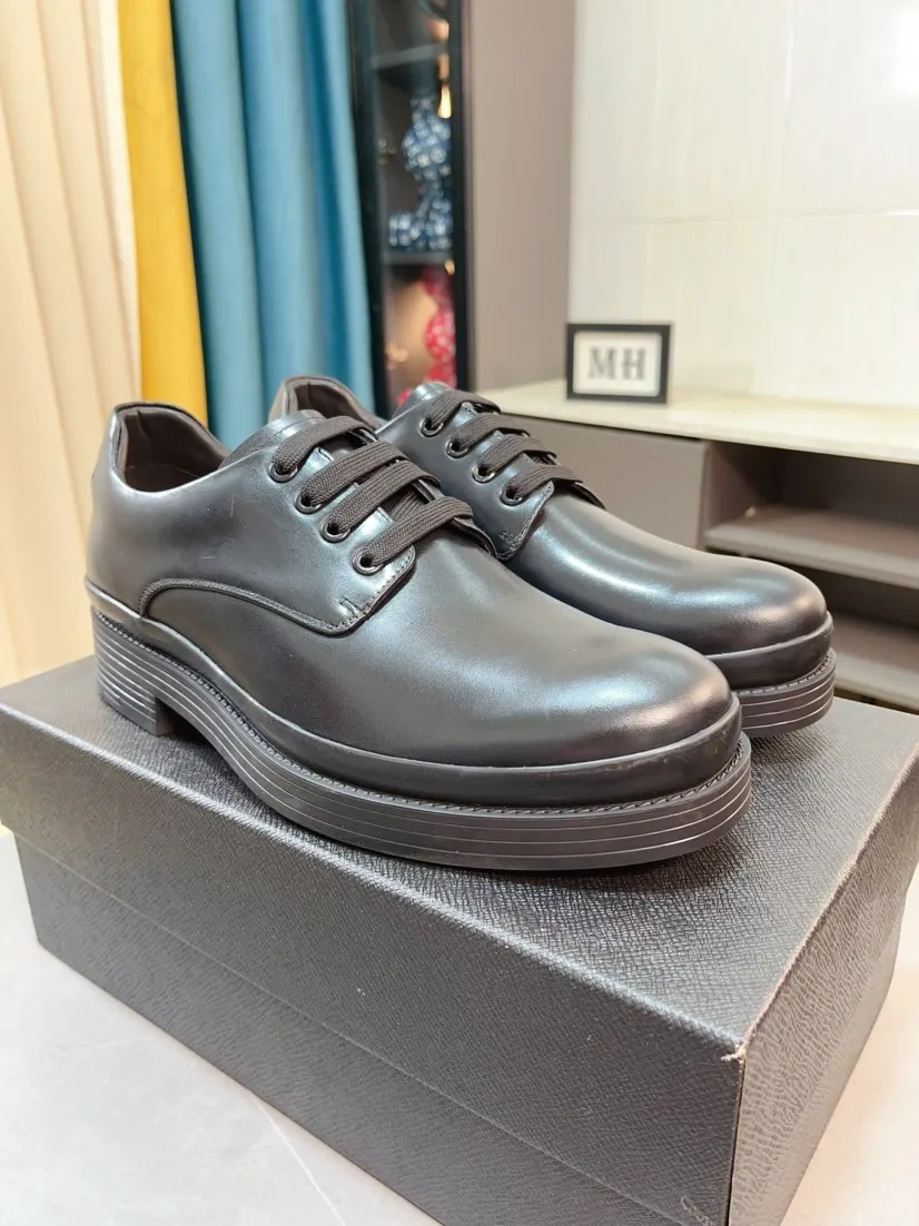 Men's shoes 💰540🌹🌹 [Men's shoes 💰pRADA Prada leather shoes] Top purchasing agent Original imported Italian custom-made open-edge beaded cowhide leather surface, ➕Fully imported water-dyed breathable cowhide lining, original factory special molded sole, super comfortable, code number: 38-44